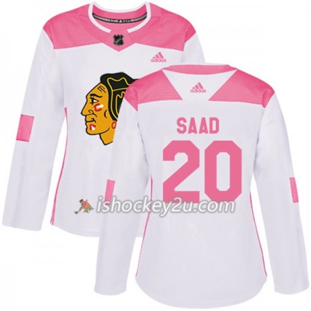 Dame NHL Chicago Blackhawks Trøje Brandon Saad 20 Adidas 2017-2018 Hvid Lyserød Fashion Authentic